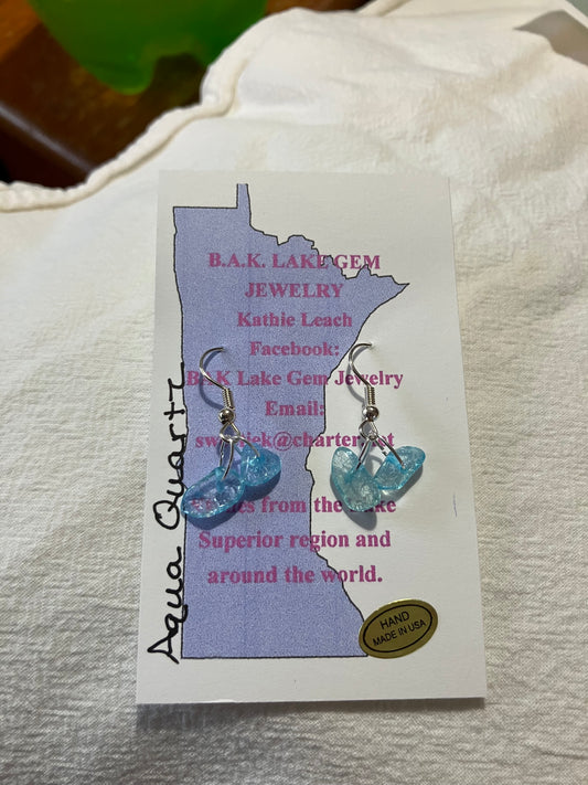 Aqua Quartz Dangle Earrings